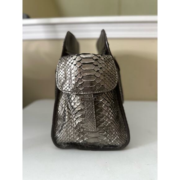 Michael Kors Runway Collection Gia Satchel Python Handbag Purse - Anthracite - Picture 7 of 13